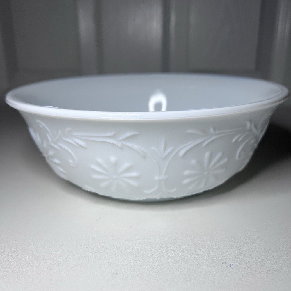 Vintage 1979 FTD Milk Glass Floral‎ Bowl